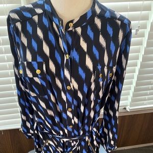 Michael KORS button down dress classic Geometrical Daze pattern